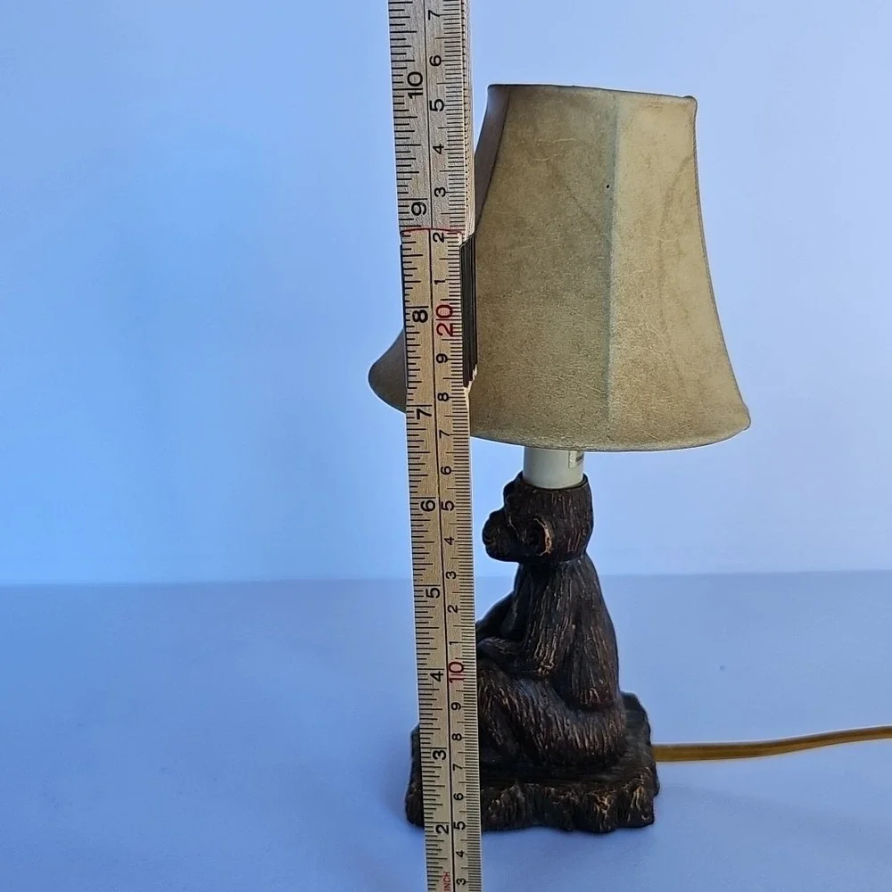 Vtg Art Deco Seated Sitting Monkey Table Lamp Nightlight with Lampshade 1963